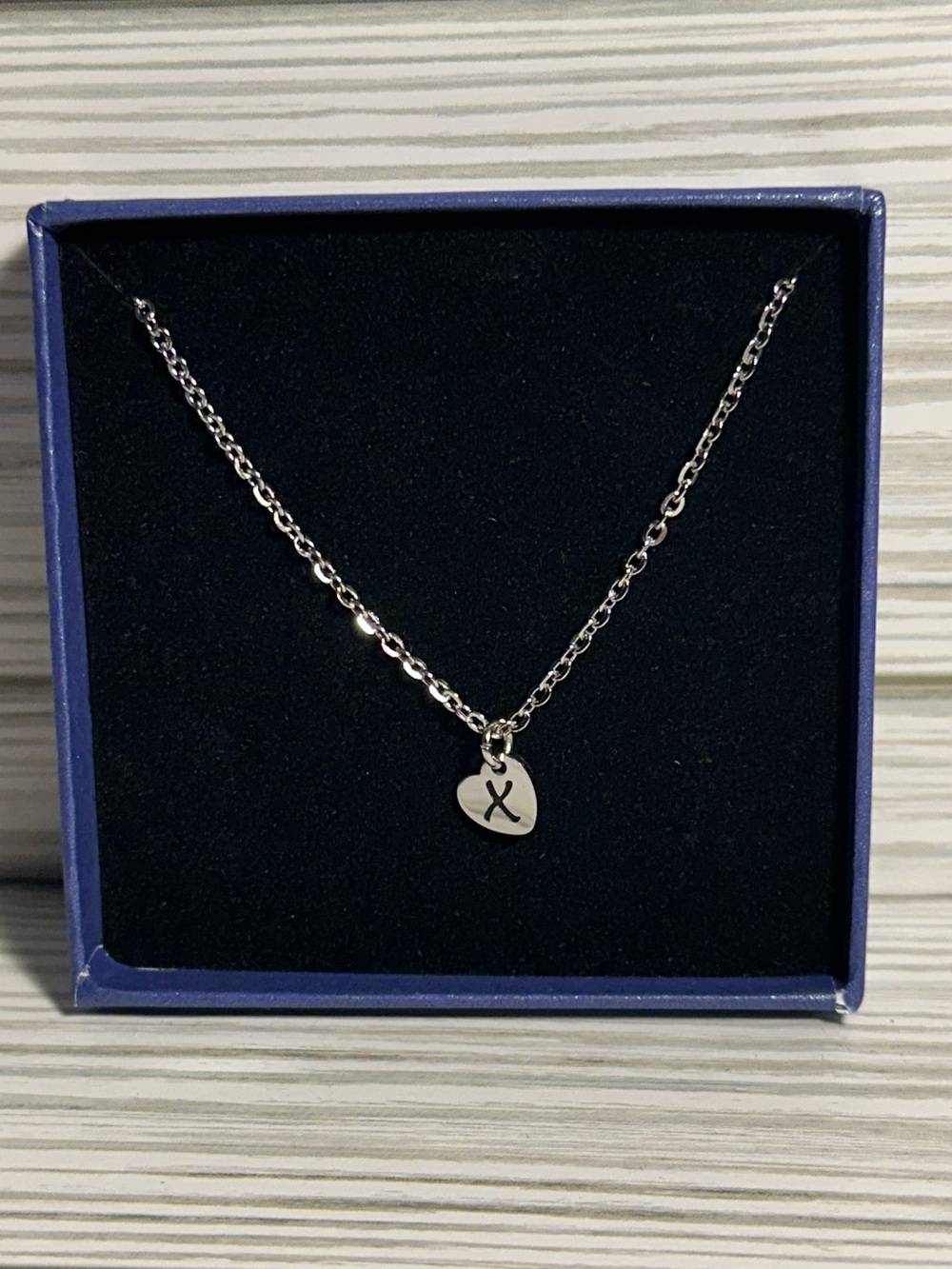 Stainless Steel “X” Initial Tiny Heart Pendant With Necklace Dainty Minimalist